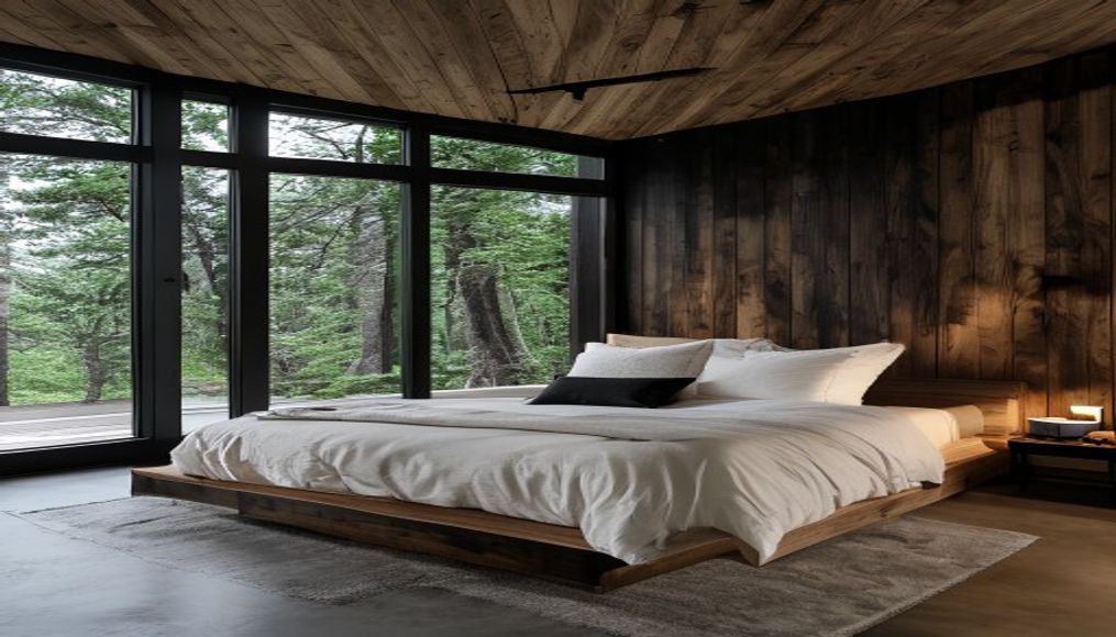 Bedroom with glass slider