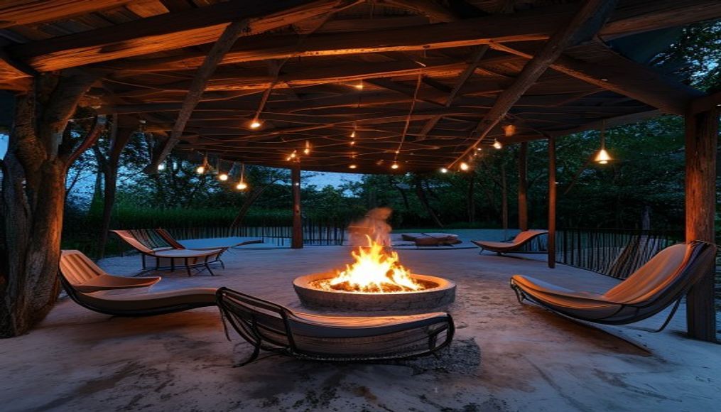 Cabana with center fire pit